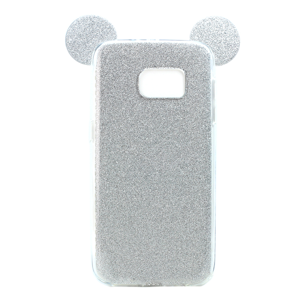 Galaxy S7 Minnie Bow Glitter NECKLACE Strap Case (Silver)